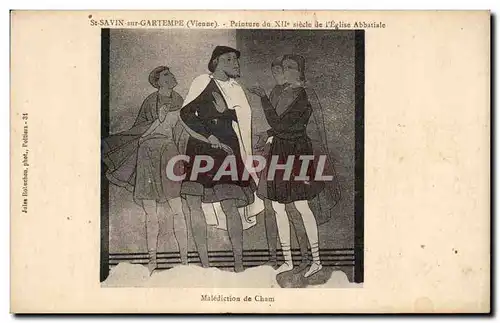 Cartes postales St savin sur gartempe (vienne) Peinture du XIIe siecle de I Eglsie Abbatiale Malediction de Cham