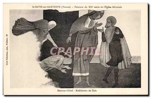 Cartes postales St savin sur gartempe (vienne) Peinture du Pienture du XIIe s de I Eglise Abbatiale Meurtre d Ab