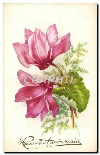 Cartes postales Fantaisie Fleurs Heureux Annirvresaire