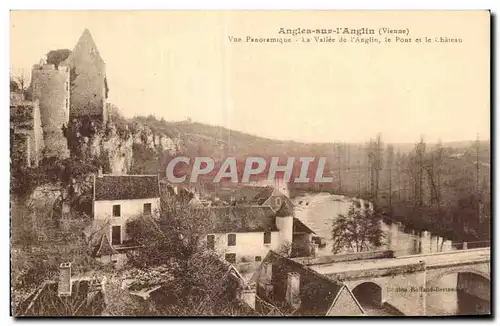 Cartes postales Angles sur I Anglin (Vienne) Vue Panoramique La Vallee de I Anglin le Pont et le Chateau