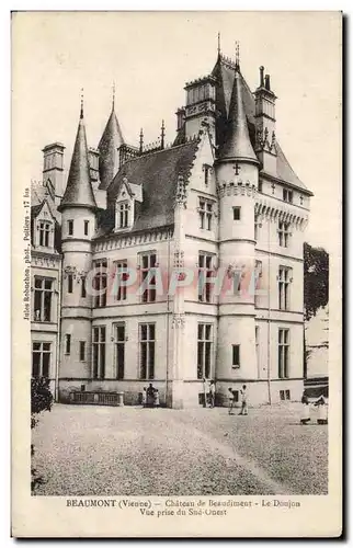 Cartes postales Beaumont (Vienne) Chateau de Beaudiment Le Donjon Vue prise du Sud Onest