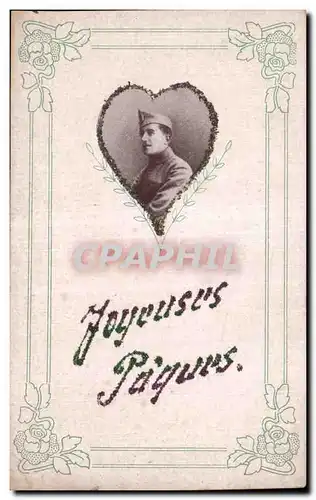 Cartes postales Fantaisie Militaria Joyeuses Paques Easter