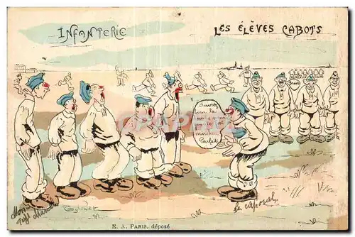 Cartes postales Fantaisie Militaria infanterie Les eleves Cabots