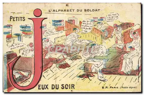 Cartes postales Fantaisie Militaria L alphabet du soldat Jeux du soir