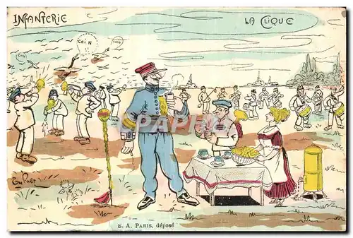 Cartes postales Fantaisie Militaria Infanterie La clique
