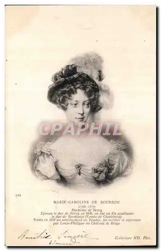 Ansichtskarte AK Fantaisie Marie Caroline de Bourbon 1798 1870 Duchesse de Berry