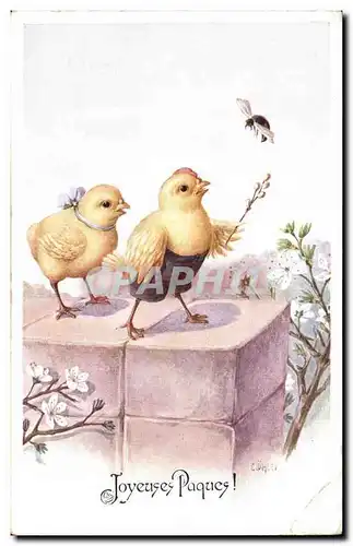 Cartes postales Fantaisie Poussins Paques Easter
