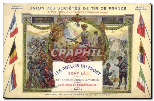 Cartes postales Fantaisie militaria Les poilus du front Union des societes de Tir de France