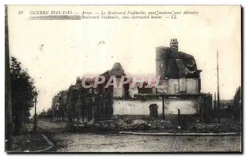 Cartes postales GUERRE 1914-1915 - Arras -Le Boulevard Faidherbe neut maisons sont detruites