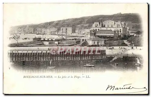 Cartes postales BOULOGNE-SUR-MER - La jetee et la Plage - LL