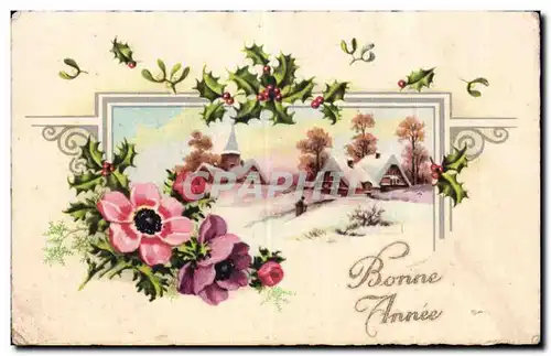 Cartes postales Fantaisie Fleurs Bonne annee