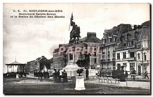 Cartes postales BOULOGNE-sur-MER Boulevard Sainte-Beuve et la Statue du General San Martin