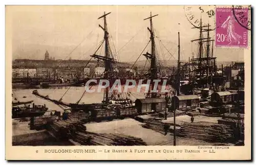 Cartes postales BOULOGNE-SUR-MER - LE bASSIN A FLOT ET QUAI DU BASSIN -LL