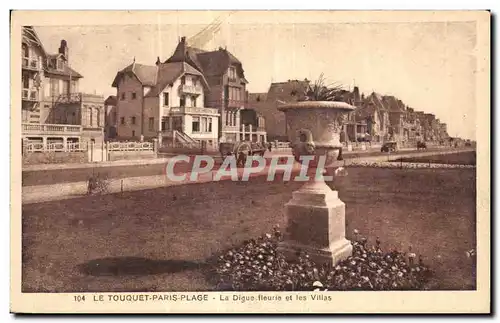 Cartes postales LE TOUQUET-PARIS -PLAGE - La Digue fieurie et les Villas