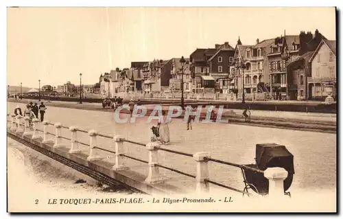 Cartes postales LE TOUQUET - PARIS -PLAGE - La Digue -Promenade - LL