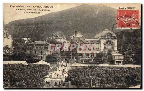 Cartes postales La Bourboule La Casino Pont Rue du chateau et le Funiculaire