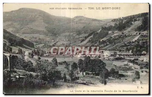 Cartes postales Le Mont Dore Nos Stations Thermales la gare et la nouvelle route de la Bourboule