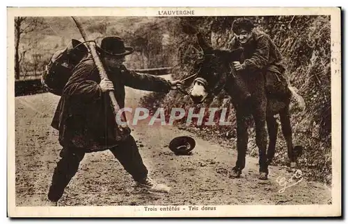 Cartes postales L Auvergne Trois entetes - Tris dorus Ane Donkey