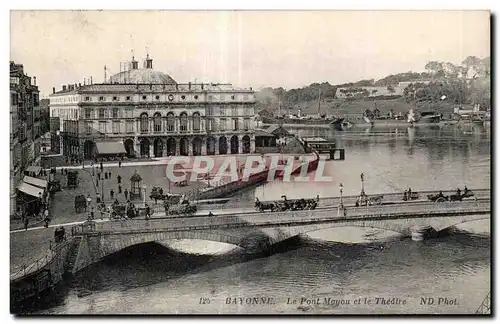 Ansichtskarte AK Bayonne Le Pont Mayou et le Theatre