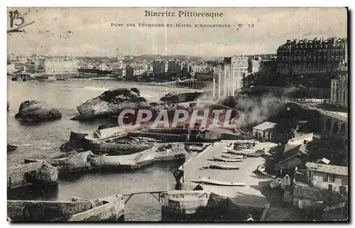 Cartes postales Biarritz Pittoresque Port des pecheurs et hotel