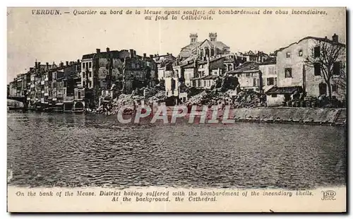 Cartes postales Verdun Quarlier au bord de la Meuse ayant Soullert du bombardement des obus incendiaires au lond