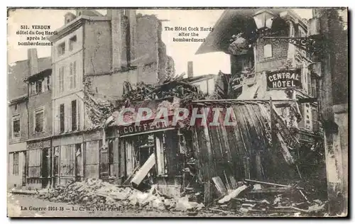 Cartes postales Verdun Hotel du Coq Hardi apres le Bombardement Coiffeur