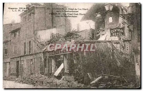 Ansichtskarte AK Verdun L Hotel du Coq Hardi apres le bombardement Verdun The Hotel Cock Hardy after the Bombadrm