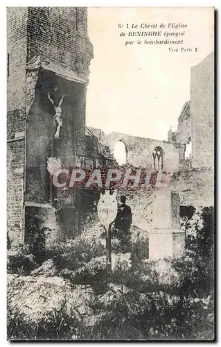 Cartes postales Other le Christ de I Eglise de Reninghe epargne par le bombardement