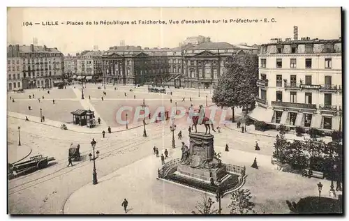 Ansichtskarte AK Lille Places de la Republique et Faidherbe Vue d ensemble sur la Prefecture