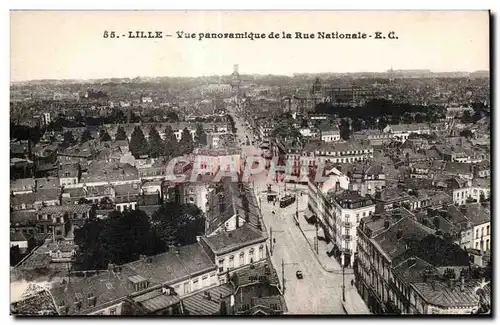 Cartes postales Lille Vue panovamique la Rue Nationale