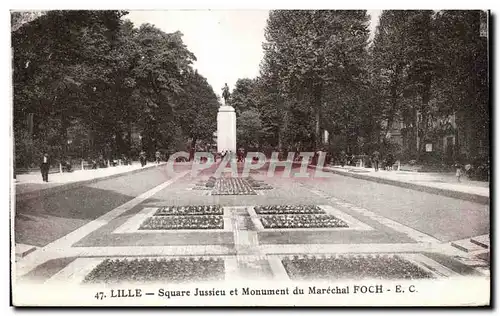 Cartes postales Lille Square Jussieu et Monument du Marechal Foch