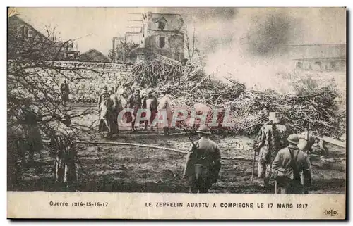 Cartes postales Compiegne Un zeppelin abattu le 17 mars 1917