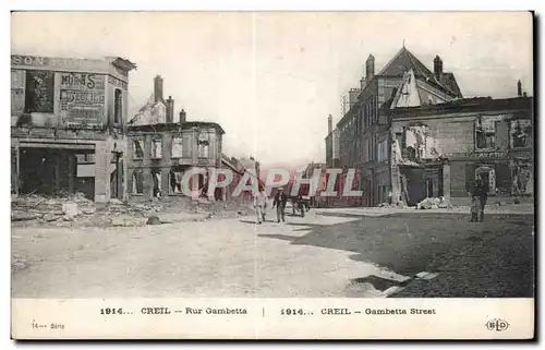 Cartes postales Creil Rur Gambetta Creil Gambetta Street Militaria