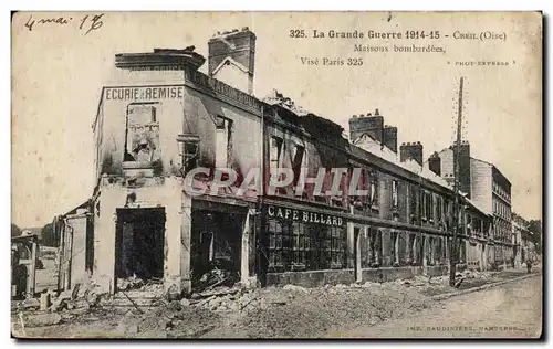 Cartes postales Creil (Oise) Maisons bombardees Militaria