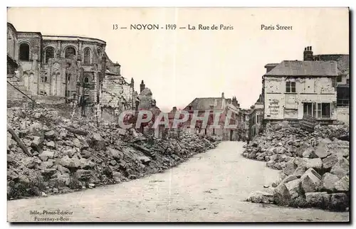 Cartes postales Noyon La Rue de Paris Paris Street Militaria