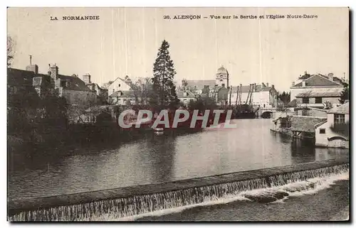 Cartes postales Alencon Vue sur la Sarthe et I Eglise Notre Dame