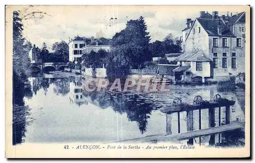 Cartes postales Alencon Pont De La Sarthe Au Premier Plan L Ecluse