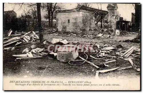 Cartes postales Evricourt Ruines Militaria