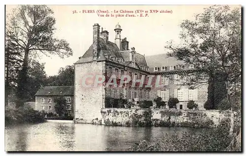 Cartes postales Flers (Orne) Le Chateau (Xv et Xv siecle) Une piece d eau