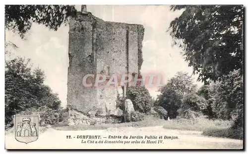 Ansichtskarte AK Domfront Entree du Jardin Public et Donjon La cite a ete demantelee par ordre de Henri IV