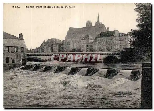 Cartes postales Metz Pont et digue de la Pucelie