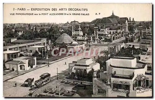 Cartes postales Paris exposition Des Arts Decoratifs Vue Panoramique vers le Pont Alexandre III et le Grand Pala