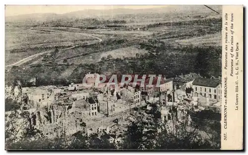 Cartes postales Clermont en Argonne Panorama des ruines de la ville Panorama of the rains he twon La Guerre