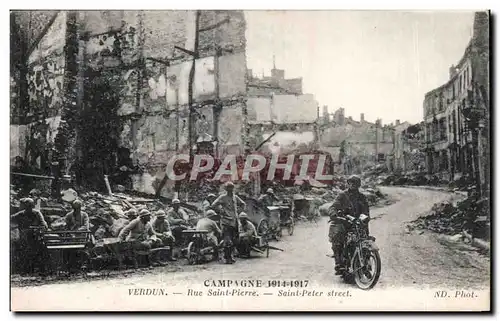 Ansichtskarte AK Verdun Campagne Rue Saint Pierre Saint Peter street Moto