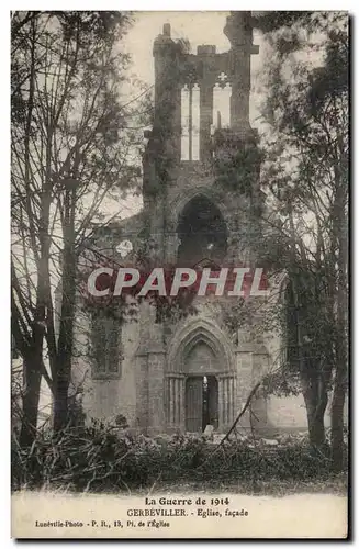 Cartes postales Gerbeviller La Guerre de Eglise facade Militaria