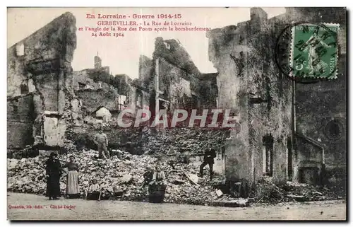 Ansichtskarte AK Gerbeviller En Lorraine Guerre La Rue de Lorraine et I angle de la Rue des Ponts apres le bombar