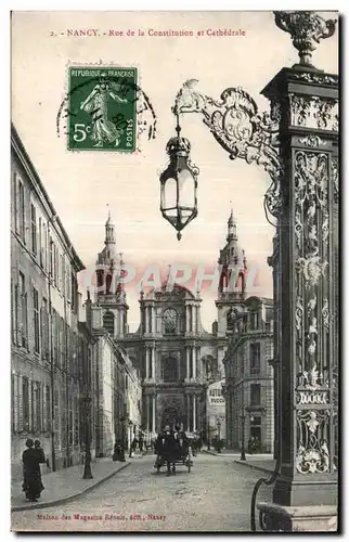 Cartes postales Nancy Rue de la Constitution et Cathedrale