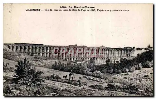 Cartes postales La Raute Marne Chaumont vue du Viaduc prise du Bois du Fays en d apres une gravure du temps