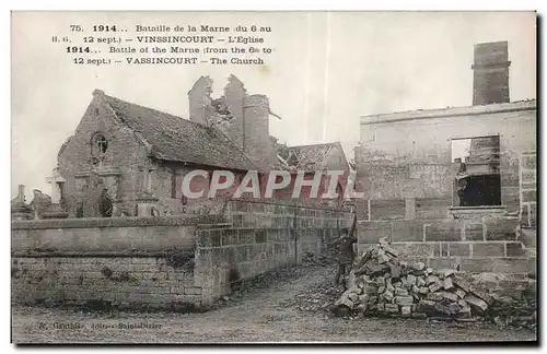 Cartes postales Bataille de la Marne Vinssincourt L eglise