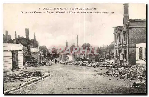 Ansichtskarte AK Bataille de la Marne Sermaize La rue Benard et l hotel de ville apres le bombardement